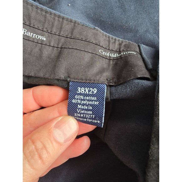 Mens Navy Croft & Barrow Pants 38x29 Cotton/Polyester Blend With Belt Loops & Po - Picture 3 of 10